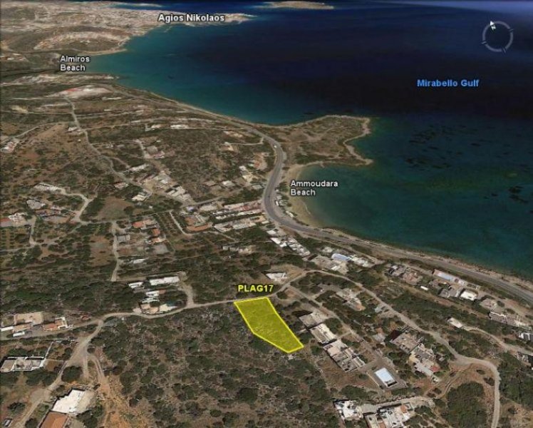 Ammoudara bei Agios Nikolaos Kreta, Ammoudara: Grundstück mit Meerblick nahe Stadt und Strand zu verkaufen Grundstück kaufen